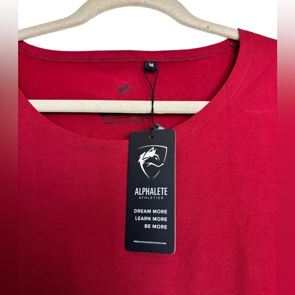 Alphalete cotton Blend Oversized tee Ruby Red burgundy Curved Hem Size M NEW - Picture 8 of 9